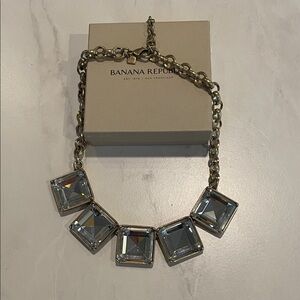 Banana Republic Gold Necklace with Clear Accents